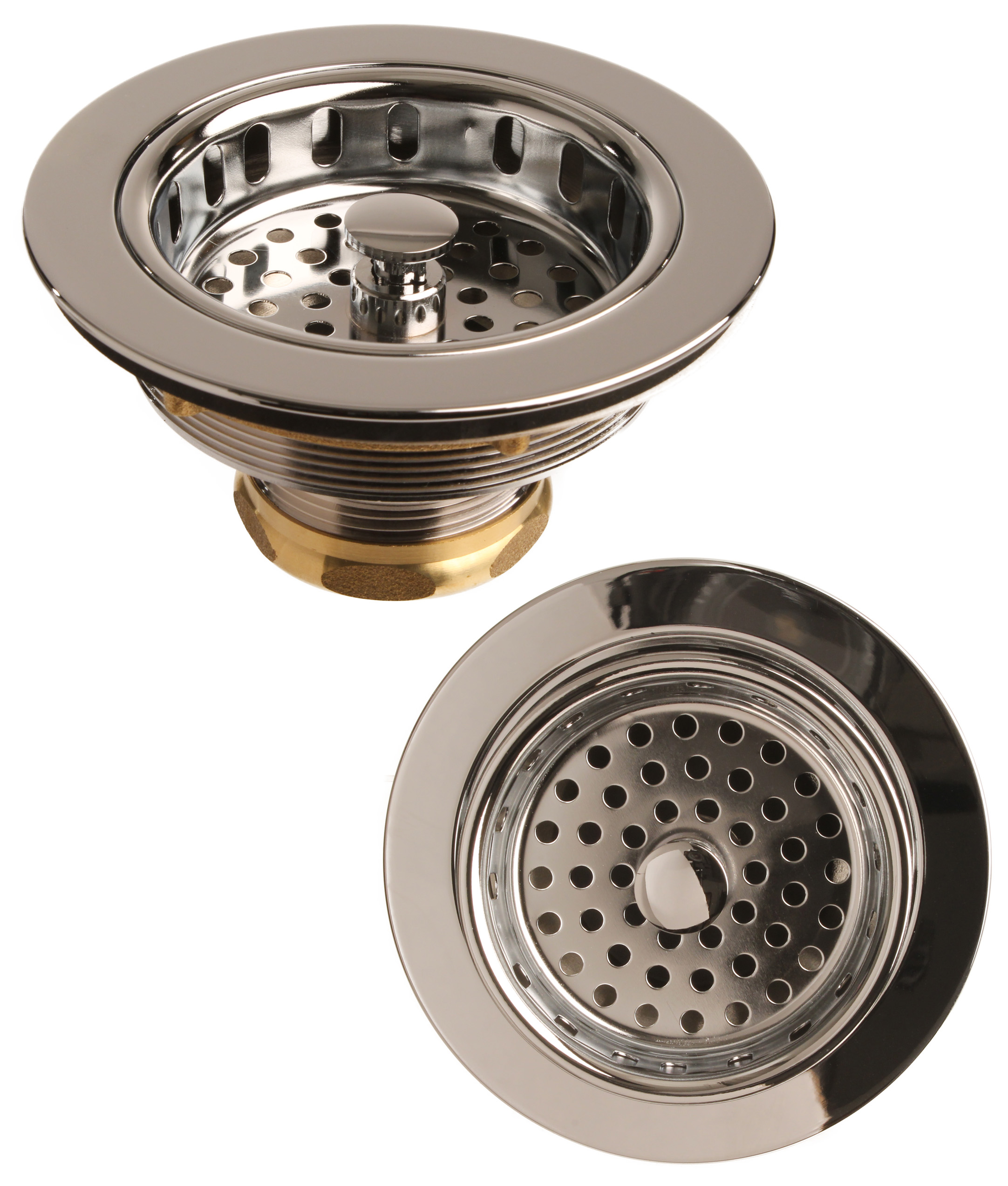 Polished Chrome Kitchen Sink Basket Strainer and Flange